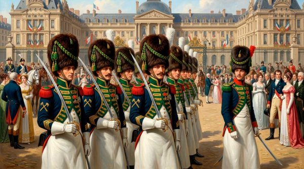 Тюильри, апрель 1810 г.
униформа саперов пеших егерей  гвардии Наполеона