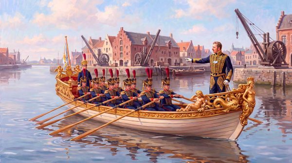 30 апреля 1810 года офицер моряков гвардии в необычном парадном мундире «по-гусарски», расшитом золотом, - вероятно, созданном специально для этого торжественного случая, - руководил манёврами императорского катера в порту Антверпена 30 апреля 1810 года офицер моряков гвардии в необычном парадном мундире «по-гусарски», расшитом золотом, - вероятно, созданном специально для этого торжественного случая, - руководил манёврами императорского катера в порту Антверпена
